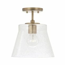 Deals ❤️ Capital Lighting Baker 1-light Small Pendant/ Semi-Flush Mount W/ Clear Seeded Glass Brushed Nickel ⭐