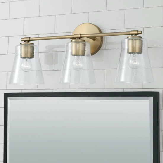 Budget ✔️ Capital Lighting Baker 3-light Bath/ Vanity Fixture W/ Clear Seeded Glass Brushed Nickel 🤩 3 Budget ✔️ Capital Lighting Baker 3-light Bath/ Vanity Fixture W/ Clear Seeded Glass Brushed Nickel 🤩 - Image 3