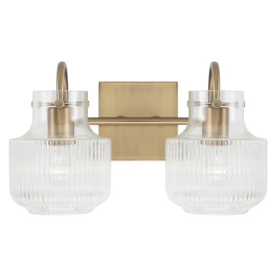 Budget โค๏ธ Capital Lighting Nyla 2-light Bath/ Vanity W/ Clear Fluted Glass Aged Brass ๐ 2 Budget โค๏ธ Capital Lighting Nyla 2-light Bath/ Vanity W/ Clear Fluted Glass Aged Brass ๐ - Image 2
