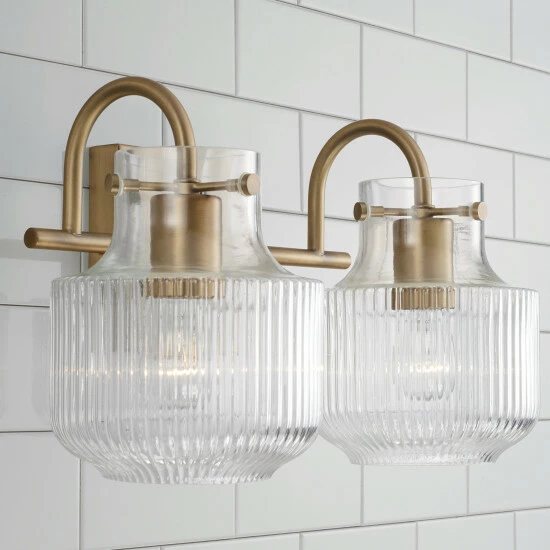 Budget โค๏ธ Capital Lighting Nyla 2-light Bath/ Vanity W/ Clear Fluted Glass Aged Brass ๐ 4 Budget โค๏ธ Capital Lighting Nyla 2-light Bath/ Vanity W/ Clear Fluted Glass Aged Brass ๐ - Image 4