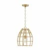 Cheap ✔️ Capital Lighting Wren 1-light Matte Brass Small Pendant W/ Handcrafted Rattan 👍