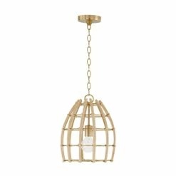 Cheap ✔️ Capital Lighting Wren 1-light Matte Brass Small Pendant W/ Handcrafted Rattan 👍