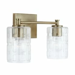 Best Pirce 🥰 Capital Lighting Emerson 2-light Bath/ Vanity Fixture W/ Embossed Seeded Glass Aged Brass 🔔