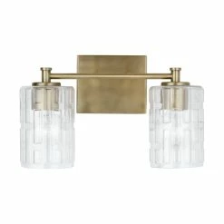 Best Pirce 🥰 Capital Lighting Emerson 2-light Bath/ Vanity Fixture W/ Embossed Seeded Glass Aged Brass 🔔 -Capital Lighting Shop unnamed file 1072