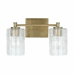 Best Pirce 🥰 Capital Lighting Emerson 2-light Bath/ Vanity Fixture W/ Embossed Seeded Glass Aged Brass 🔔 -Capital Lighting Shop unnamed file 1073