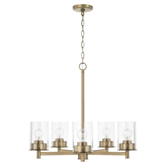 Brand new ๐ Capital Lighting Mason 5-light Chandelier W/ Clear Glass Aged Brass ๐ 1 Brand new ๐ Capital Lighting Mason 5-light Chandelier W/ Clear Glass Aged Brass ๐