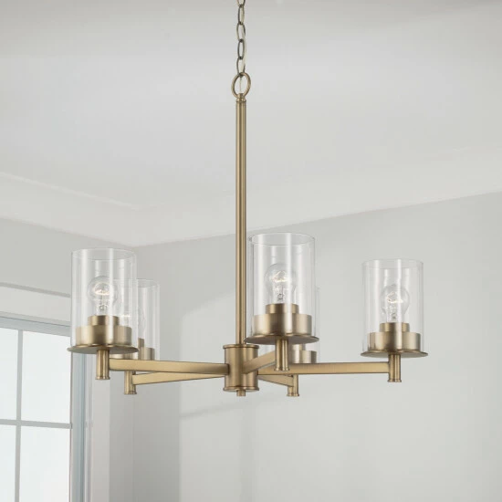 Brand new ๐ Capital Lighting Mason 5-light Chandelier W/ Clear Glass Aged Brass ๐ 2 Brand new ๐ Capital Lighting Mason 5-light Chandelier W/ Clear Glass Aged Brass ๐ - Image 2