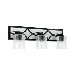 Outlet 💯 Capital Lighting Avery 3-light Matte Black Bath/ Vanity Fixture W/ Clear Seeded Glass 🛒
