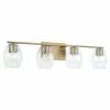 Hot Sale 🔔 Capital Lighting Lucas 4-light Bath/ Vanity Fixture W/ Wavy Embossed Glass Brushed Nickel 🔥