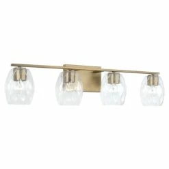 Hot Sale 🔔 Capital Lighting Lucas 4-light Bath/ Vanity Fixture W/ Wavy Embossed Glass Brushed Nickel 🔥