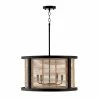 Promo 🌟 Capital Lighting Rico 4-light Flat Black Pendant W/ Mango Wood & Rattan 🤩
