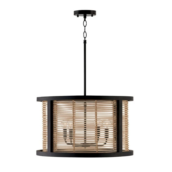 Promo ๐ Capital Lighting Rico 4-light Flat Black Pendant W/ Mango Wood & Rattan ๐คฉ 1 Promo ๐ Capital Lighting Rico 4-light Flat Black Pendant W/ Mango Wood & Rattan ๐คฉ