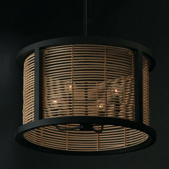 Promo ๐ Capital Lighting Rico 4-light Flat Black Pendant W/ Mango Wood & Rattan ๐คฉ 4 Promo ๐ Capital Lighting Rico 4-light Flat Black Pendant W/ Mango Wood & Rattan ๐คฉ - Image 4