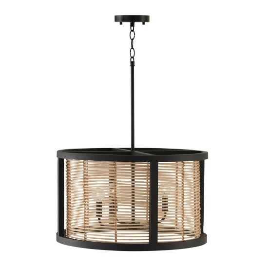 Promo ๐ Capital Lighting Rico 4-light Flat Black Pendant W/ Mango Wood & Rattan ๐คฉ 6 Promo ๐ Capital Lighting Rico 4-light Flat Black Pendant W/ Mango Wood & Rattan ๐คฉ - Image 6