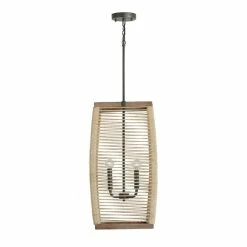 Top 10 ๐ฅฐ Capital Lighting Jacob 4-light Grey Wash/ Iron Silk/ Rattan Foyer Pendant ๐