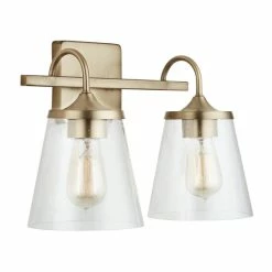 Budget 🔔 Capital Lighting Jayne 2-light Bath/ Vanity Fixture W/ Clear Seeded Glass Aged Brass 😀