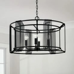 Alternative view of Top 10 🤩 Capital Lighting Lennon 4-light Matte Black Drum Pendant 🎁