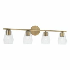 Wholesale 🔥 Capital Lighting Dena 4-light Bath/ Vanity Fixture W/ Diamond Embossed Glass Aged Brass 😀