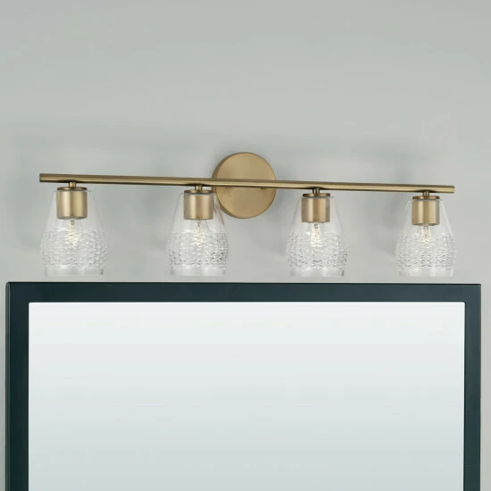 Wholesale π₯ Capital Lighting Dena 4-light Bath/ Vanity Fixture W/ Diamond Embossed Glass Aged Brass π 3 Wholesale π₯ Capital Lighting Dena 4-light Bath/ Vanity Fixture W/ Diamond Embossed Glass Aged Brass π - Image 3