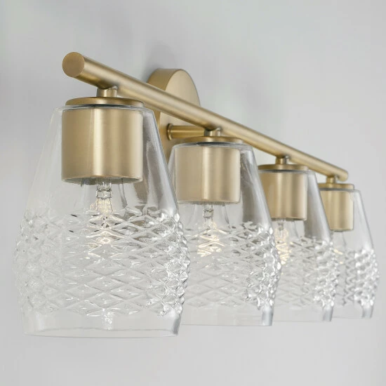 Wholesale π₯ Capital Lighting Dena 4-light Bath/ Vanity Fixture W/ Diamond Embossed Glass Aged Brass π 4 Wholesale π₯ Capital Lighting Dena 4-light Bath/ Vanity Fixture W/ Diamond Embossed Glass Aged Brass π - Image 4