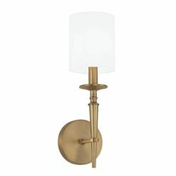 Deals 🔔 Capital Lighting Abbie 1-light 5-inch Wall Sconce W/ White Fabric Shade Polished Nickel 🤩