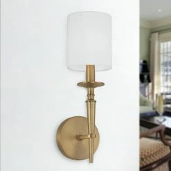 Deals 🔔 Capital Lighting Abbie 1-light 5-inch Wall Sconce W/ White Fabric Shade Polished Nickel 🤩 -Capital Lighting Shop unnamed file 1359