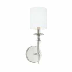Deals 🔔 Capital Lighting Abbie 1-light 5-inch Wall Sconce W/ White Fabric Shade Polished Nickel 🤩 -Capital Lighting Shop unnamed file 1361