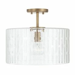 Best Pirce ⌛ Capital Lighting Emerson 1-light Dual Mount Semi-Flush/ Pendant W/ Embossed Seeded Glass Matte Black ✨