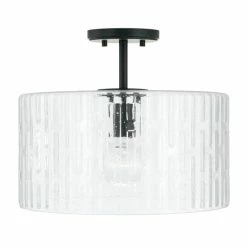 Best Pirce ⌛ Capital Lighting Emerson 1-light Dual Mount Semi-Flush/ Pendant W/ Embossed Seeded Glass Matte Black ✨ -Capital Lighting Shop unnamed file 1412