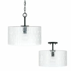 Best Pirce ⌛ Capital Lighting Emerson 1-light Dual Mount Semi-Flush/ Pendant W/ Embossed Seeded Glass Matte Black ✨ -Capital Lighting Shop unnamed file 1413