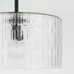 Best Pirce ⌛ Capital Lighting Emerson 1-light Dual Mount Semi-Flush/ Pendant W/ Embossed Seeded Glass Matte Black ✨ -Capital Lighting Shop unnamed file 1414