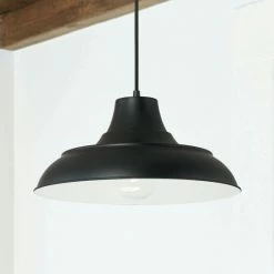 New ❤️ Capital Lighting Jones 1-light Black/ White Cord-Hung Pendant ⌛ -Capital Lighting Shop unnamed file 142