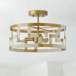 Flash Sale 😀 Capital Lighting Hala 3-light Bleached Natural Jute/ Patinaed Brass Dual Mount Semi-Flush/ Pendant 🥰 -Capital Lighting Shop unnamed file 1449