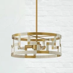 Flash Sale 😀 Capital Lighting Hala 3-light Bleached Natural Jute/ Patinaed Brass Dual Mount Semi-Flush/ Pendant 🥰 -Capital Lighting Shop unnamed file 1451
