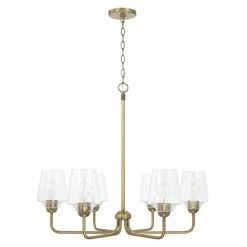 Budget ๐คฉ Capital Lighting Miller 30" 6-light Chandelier W/ Clear Ribbed Glass Graphite ๐