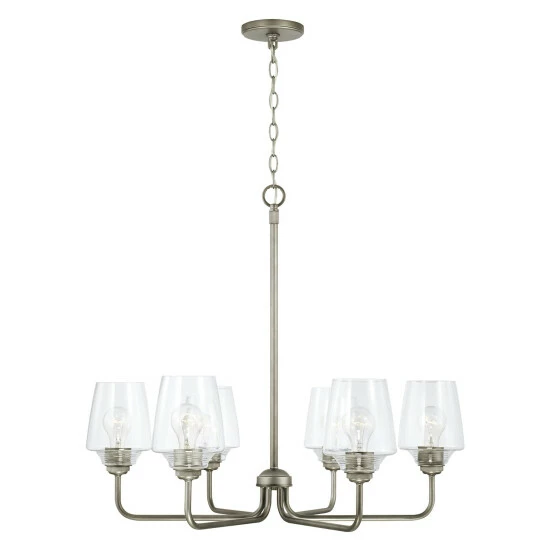 Budget ๐คฉ Capital Lighting Miller 30" 6-light Chandelier W/ Clear Ribbed Glass Graphite ๐ 5 Budget ๐คฉ Capital Lighting Miller 30" 6-light Chandelier W/ Clear Ribbed Glass Graphite ๐ - Image 5