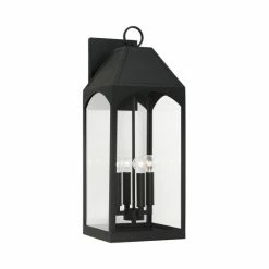 Wholesale 🎁 Capital Lighting Burton Outdoor 4-light Black Large Wall Lantern W/ Clear Glass ✨