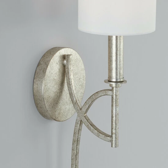 Cheap ๐ Capital Lighting Sylvia 1-light 5-inch Wall Sconce W/ White Fabric Shade Antique Silver ๐ 2 Cheap ๐ Capital Lighting Sylvia 1-light 5-inch Wall Sconce W/ White Fabric Shade Antique Silver ๐ - Image 2