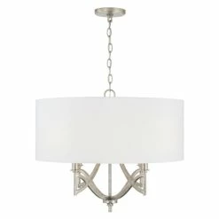 Brand new ๐ Capital Lighting Sylvia 24" 4-light Drum Pendant W/ White Fabric Shade Antique Silver ๐