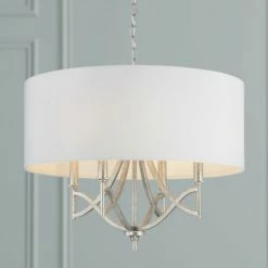 Brand new 🌟 Capital Lighting Sylvia 24" 4-light Drum Pendant W/ White Fabric Shade Antique Silver 🎁 -Capital Lighting Shop unnamed file 1611
