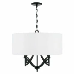 Brand new 🌟 Capital Lighting Sylvia 24" 4-light Drum Pendant W/ White Fabric Shade Antique Silver 🎁 -Capital Lighting Shop unnamed file 1613