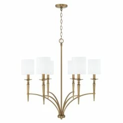 Top 10 ⭐ Capital Lighting Abbie 31" 6-light Chandelier W/ White Fabric Stay-Straight Shades Polished Nickel 🔥