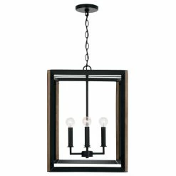 Best Pirce ๐ Capital Lighting Rowe 4-light Matte Black/ Brown Wood Foyer Pendant ๐คฉ