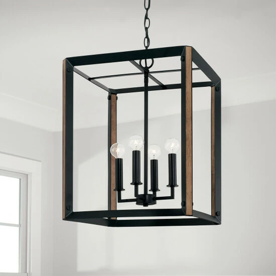 Best Pirce ๐ Capital Lighting Rowe 4-light Matte Black/ Brown Wood Foyer Pendant ๐คฉ 2 Best Pirce ๐ Capital Lighting Rowe 4-light Matte Black/ Brown Wood Foyer Pendant ๐คฉ - Image 2