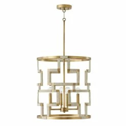 Wholesale 🥰 Capital Lighting Hala 18.25" 4-light Patinaed Brass/ Bleached Natural Jute Foyer Pendant 👏