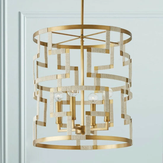 Wholesale ๐ฅฐ Capital Lighting Hala 18.25" 4-light Patinaed Brass/ Bleached Natural Jute Foyer Pendant ๐ 4 Wholesale ๐ฅฐ Capital Lighting Hala 18.25" 4-light Patinaed Brass/ Bleached Natural Jute Foyer Pendant ๐ - Image 4