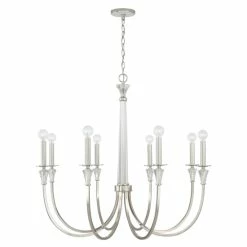 Budget 👏 Capital Lighting Laurent 35.75" 8-light Polished Nickel Chandelier W/ Crystal Column & Bobeches ✨