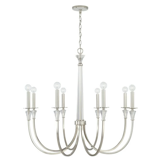 Budget ๐ Capital Lighting Laurent 35.75" 8-light Polished Nickel Chandelier W/ Crystal Column & Bobeches โจ 1 Budget ๐ Capital Lighting Laurent 35.75" 8-light Polished Nickel Chandelier W/ Crystal Column & Bobeches โจ