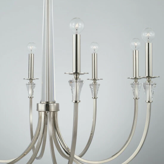 Budget ๐ Capital Lighting Laurent 35.75" 8-light Polished Nickel Chandelier W/ Crystal Column & Bobeches โจ 3 Budget ๐ Capital Lighting Laurent 35.75" 8-light Polished Nickel Chandelier W/ Crystal Column & Bobeches โจ - Image 3