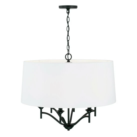 Discount ๐ Capital Lighting Peyton 6-light Matte Black Drum Pendant W/ White Fabric Shade ๐ 2 Discount ๐ Capital Lighting Peyton 6-light Matte Black Drum Pendant W/ White Fabric Shade ๐ - Image 2